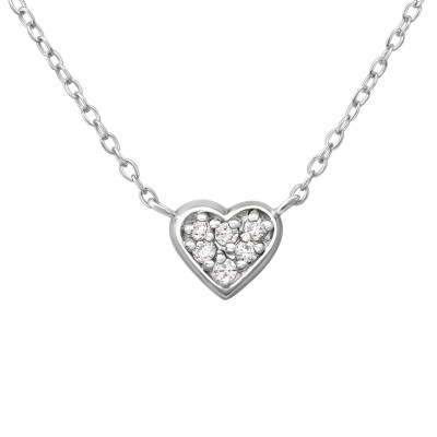 Heart Sterling Silver Necklace with Cubic Zirconia