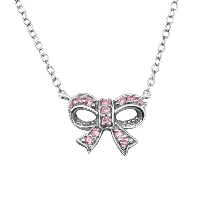 Bow Sterling Silver Necklace with Cubic Zirconia