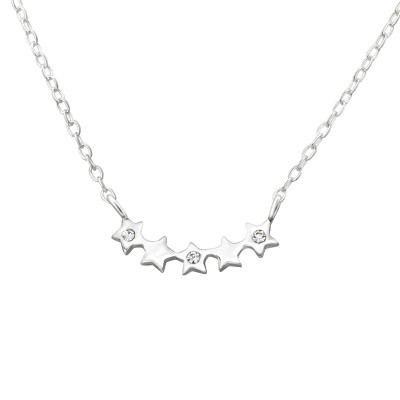 Silver Star Necklace with Crystal