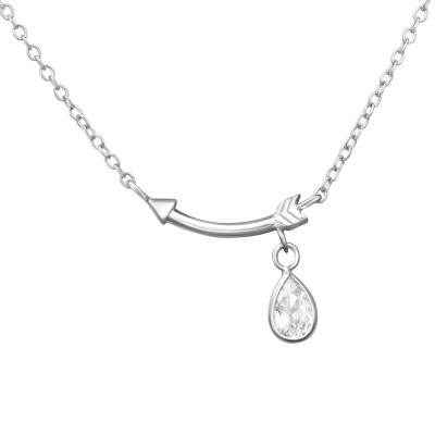 Arrow Sterling Silver Necklace with Cubic Zirconia