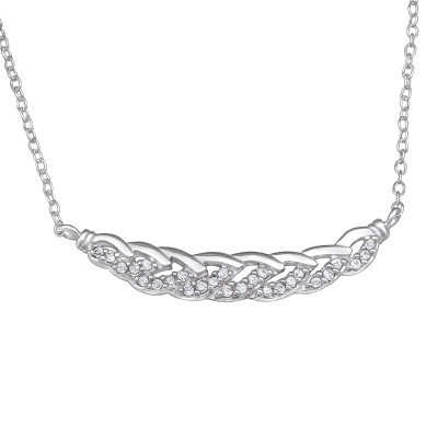 Silver Braided Necklace with Cubic Zirconia