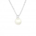 Silver Round Necklace with Synthetic Pearl