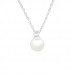 Silver Round Necklace with Synthetic Pearl