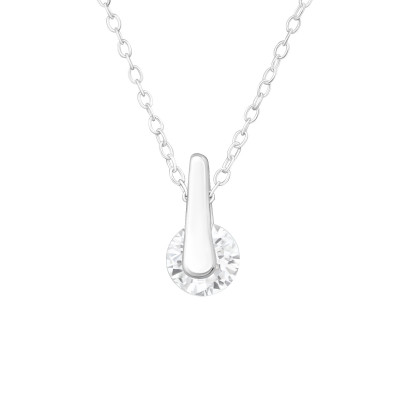 Silver Round Necklace with Cubic Zirconia