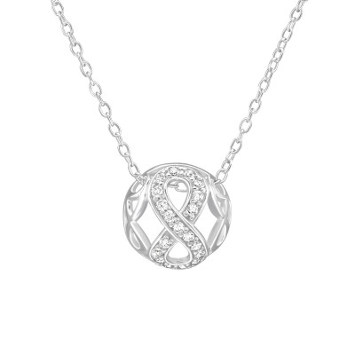 Silver Infinity Necklace with Cubic Zirconia