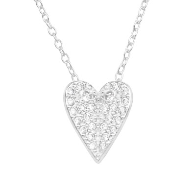 Silver Heart Necklace with Cubic Zirconia