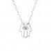 Silver Hamsa Necklace with Cubic Zirconia