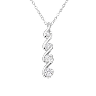 Silver Spiral Necklace with Cubic Zirconia