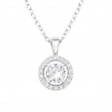 Silver Sparkling Necklace with Cubic Zirconia