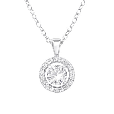 Silver Sparkling Necklace with Cubic Zirconia