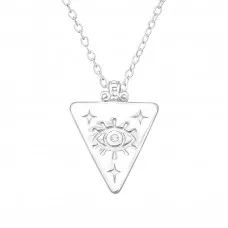 Silver Evil Eye Necklace with Cubic Zirconia