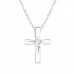 Silver Cross Necklace with Cubic Zirconia