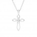 Silver Cross Necklace with Cubic Zirconia