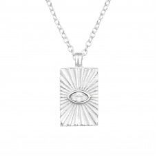 Silver Evil Eye Necklace with Cubic Zirconia