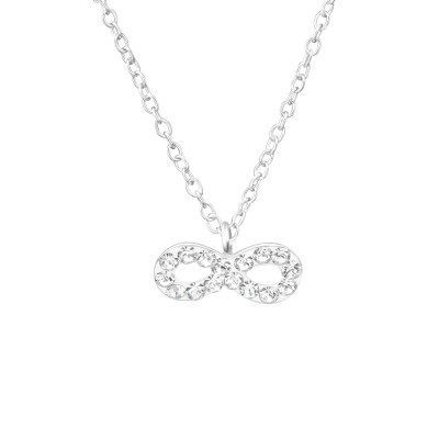 Silver Infinity Necklace with Crystal