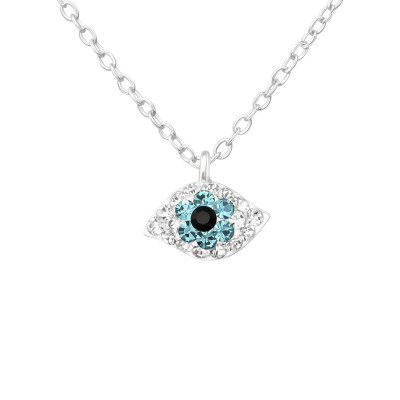 Silver Devil Eye Necklace with Crystal