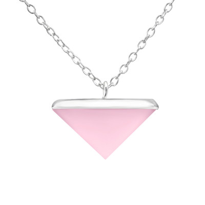 Silver Triangle Necklace with Imitation Stone 