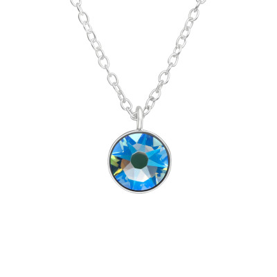 Silver Round Necklace with Genuine European Crystals