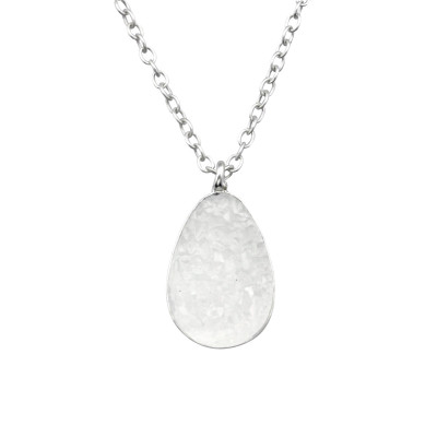 Silver Drop Necklace with Druzy Stone