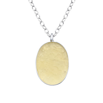 Silver Oval Necklace with Druzy Stone
