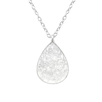 Silver Drop Necklace with Druzy Stone