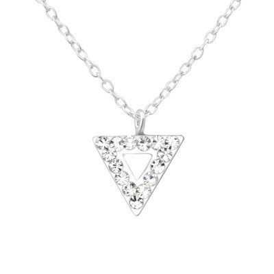 Silver Triangle Necklace with Crystal