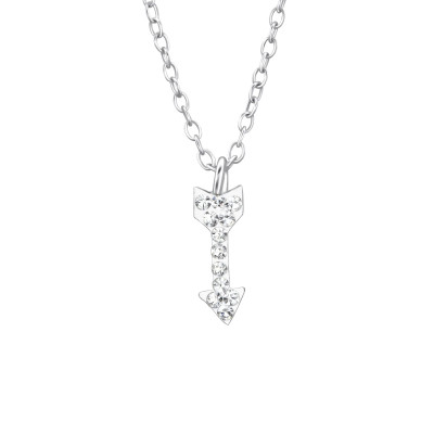 Arrow Sterling Silver Necklace with Crystal