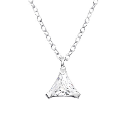 Silver Triangle Necklace with Cubic Zirconia