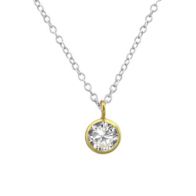 Silver Circle Necklace with Cubic Zirconia