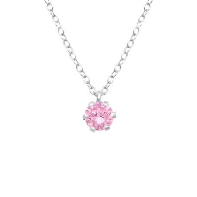 Silver Round Necklace with Cubic Zirconia