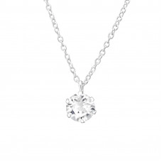 Silver Round 6mm Necklace with Crystal