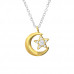 Silver Moon and Star Necklace with Cubic Zirconia