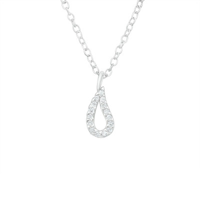 Silver Teardrop Necklace with Cubic Zirconia