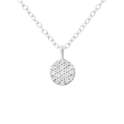 Silver Round Necklace with Cubic Zirconia