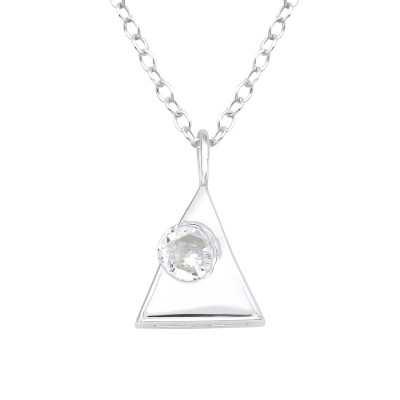 Silver Triangle Necklace with Cubic Zirconia