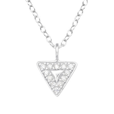 Silver Triangle Necklace with Cubic Zirconia