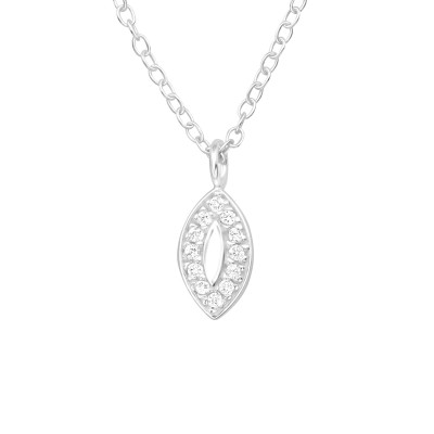 Silver Marquise Necklace with Cubic Zirconia