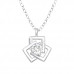 Silver Geometric Necklace with Cubic Zirconia