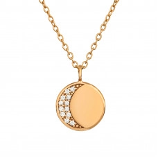 Silver Moon Necklace with Cubic Zirconia