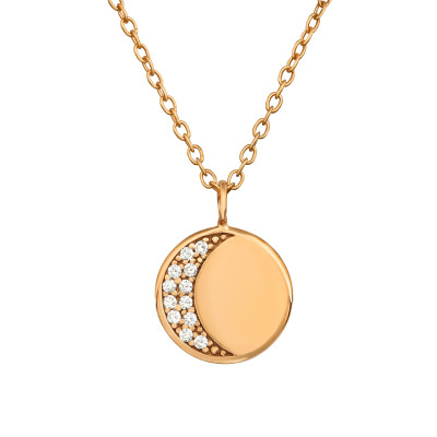 Silver Moon Necklace with Cubic Zirconia