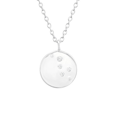 Silver Round Necklace with Cubic Zirconia