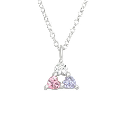 Silver Heart Necklace with Cubic Zirconia