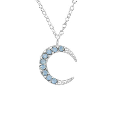 Silver Moon Necklace with Crystal