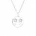 Silver Star-Struck Emoji Necklace with Cubic Zirconia