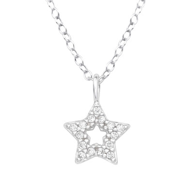 Silver Star Necklace with Cubic Zirconia