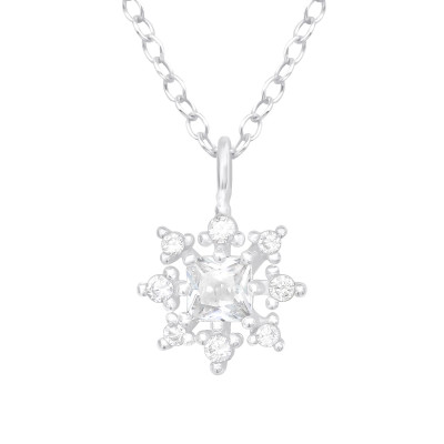 Silver Sparkling Necklace with Cubic Zirconia