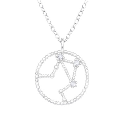 Silver Libra Zodiac Sign Necklace with Cubic Zirconia