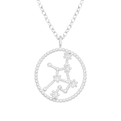 Silver Virgo Zodiac Sign Necklace with Cubic Zirconia