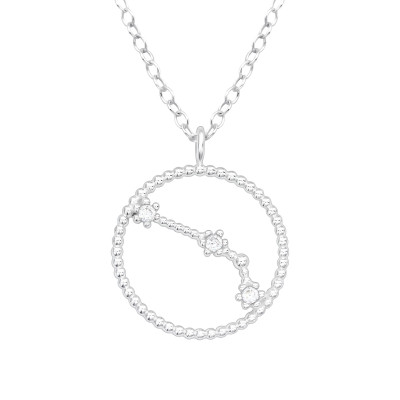 Silver Aries Zodiac Sign Necklace with Cubic Zirconia