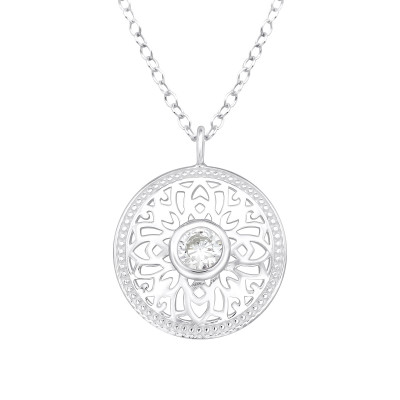 Silver Antique Necklace with Cubic Zirconia